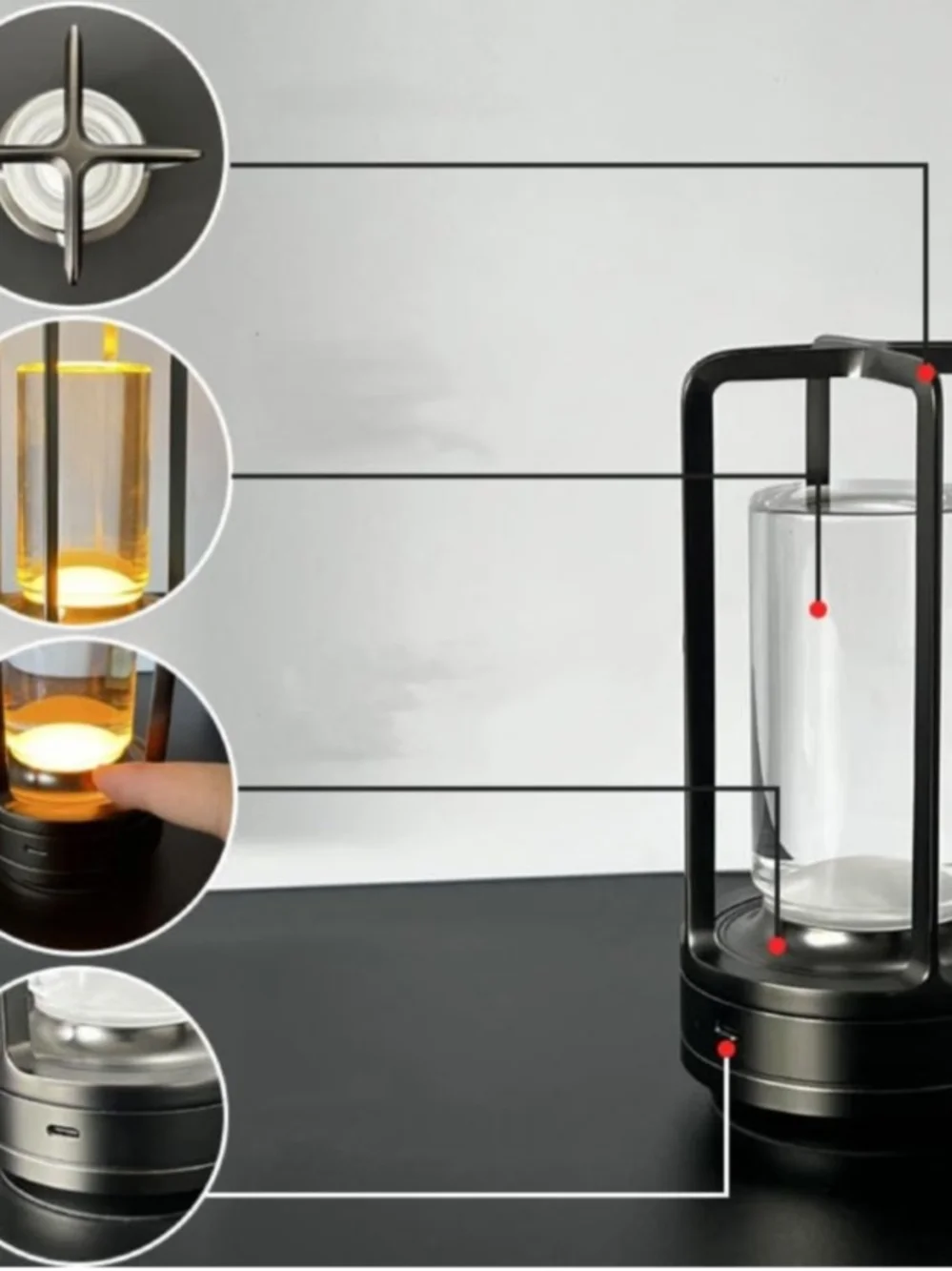 Modern Small Black Table Lamp Rechargeable And Cordless NIB